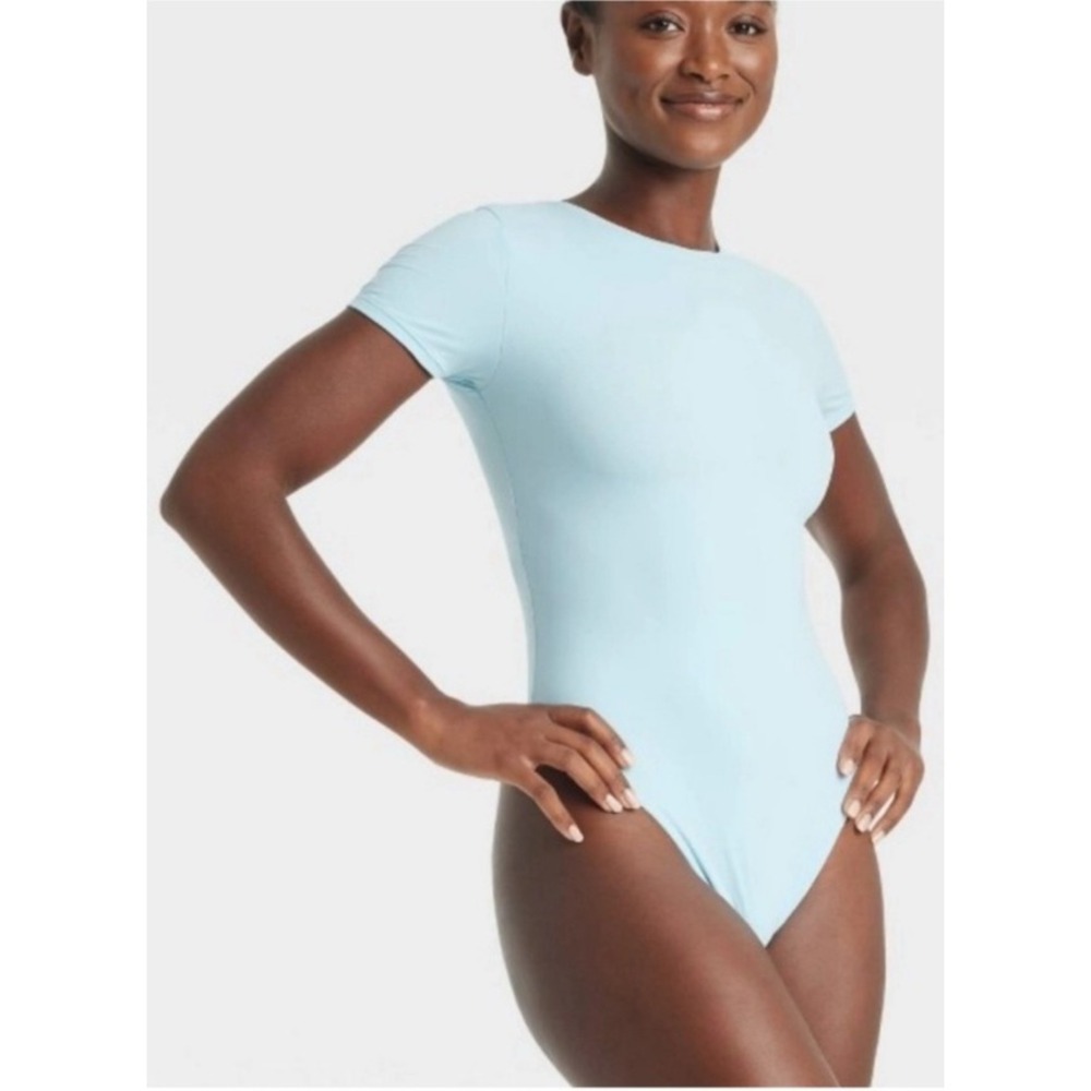 Auden Luxury Collection Bodysuit Short Sleeve Light Blue XXL‎ NEW $35